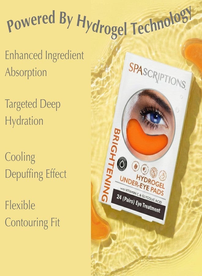 SpaScriptions Brightening Hydrogel Under Eye Patches - Vitamin C & Glycolic Acid Eye Masks for Dark Circles, Puffiness & Wrinkles, Hydrating Gel Eye Pads for Refreshing Daily Skin Care, 24 Pairs - Image 5